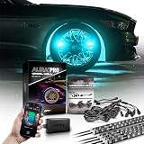 OPT7 24' LED Strip Expansion & Wheel Lights Bundle Kit with App & Remote Control, RGB Multicolor Modes, Music Sync, Easy Installation, Car Decor Accessories