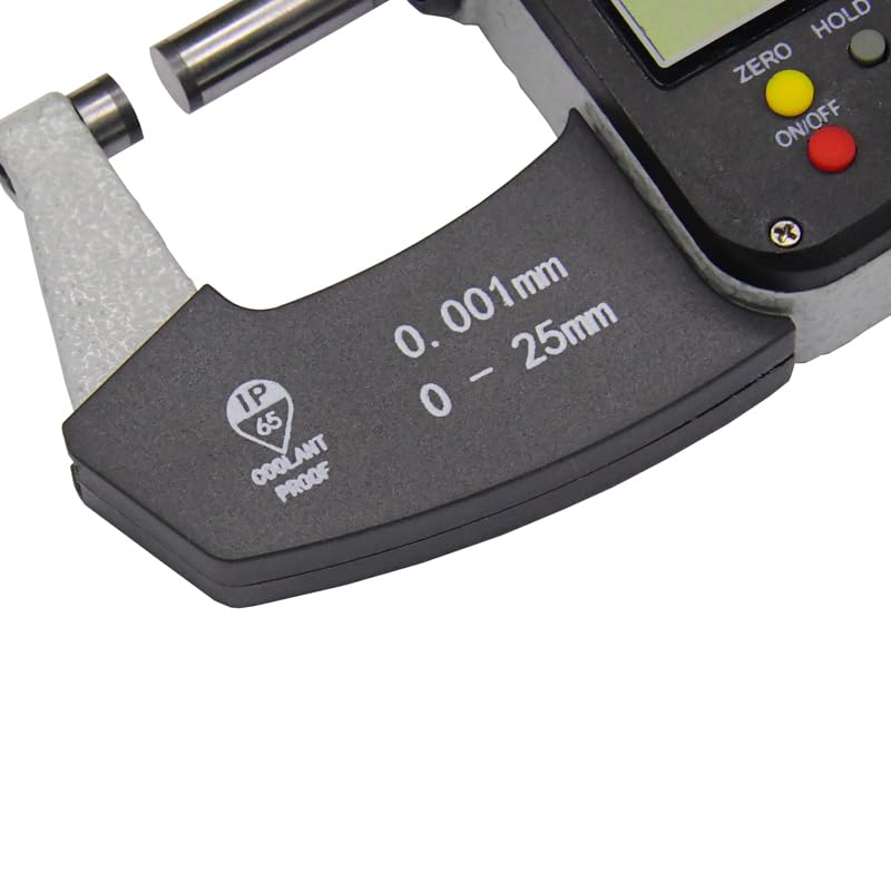 IP65 Mikrometr zewnętrzny 0-25mm Duży ekran Cyfrowy mikrometr Suwmiarka Miernik Mikrometr Węglik 0,001 MM Narzędzia pomiarowe,Wytrzymuje Intensywne UżYtkowanie(0-25mm)