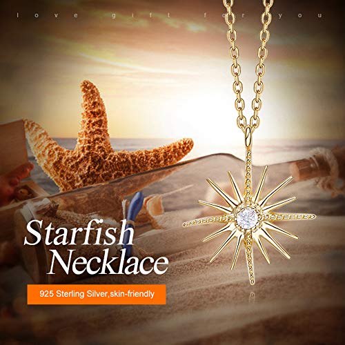 Damen Goldkette 925 Sterling Silber Niedliche Danity Stern Charm Anhänger Halskette Zarte Halskette Stern Halskette