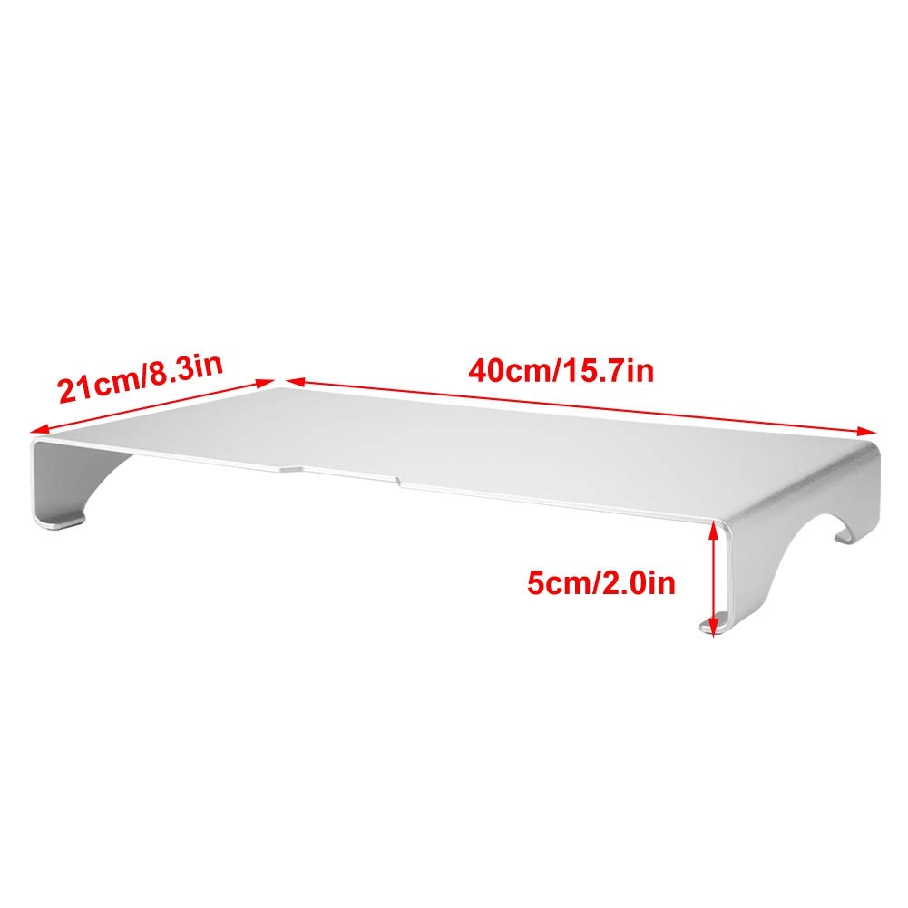 Soporte elevador de aluminio plateado para monitor con brazos ajustables para ordenador portátil o portátil, para uso en casa y oficina