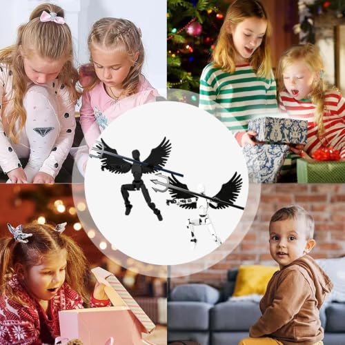 Image of 2-Piece Set Dummy 13 Action Figure, Creative Desktop Decor Set of Two, Drawing Reference and Photography Prop, White and Black Figures with Wings and Weapon