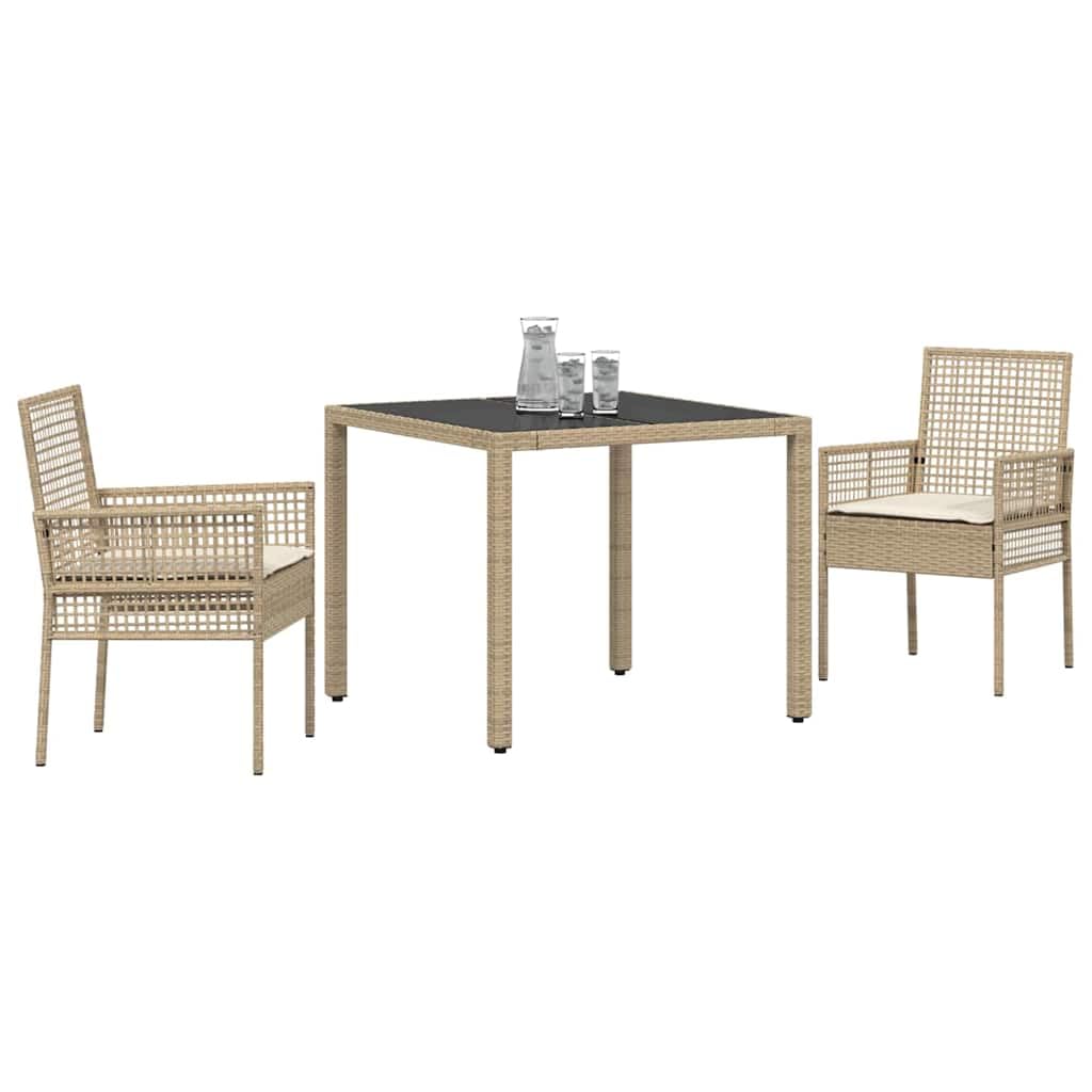 vidaXL Ensemble de Salle à Manger pour Jardin 3 pc Beige polyrotin