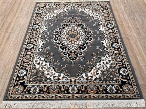Image of TTC THREAD & TEXTURE CARPET Traditional Comfort: Power-Loomed Carpets for Living Room- Every Space Area Rug Color Grey Size 6x8 Feet (180x235cm)