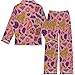 Pigsaly Satin Pajamas Set Animal Memphis Funny 80s 90s Fashion Long Sleeve Sleepwear Pj Sets Button Down L Multicolor