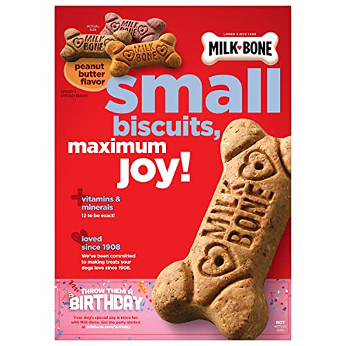 Image of Milk-Bone Peanut Butter Flavor Dog Treats for Small Dogs, 24 Ounce (Pack of 12), Crunchy Texture Helps Freshen Breath
