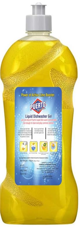 Image of Puerto Dishwash Gel Refill Can, (Lemon) - 500 ml (Pack of 3)| Leaves No Residue and foul smell| Grease Cleaner For All Utensils |Super Saver Pack