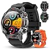 WalkerFit Montre Connectée Homme Outdoor, 1,43'' AMOLED Lisible au Soleil, Étanche 5ATM, Appels Bluetooth, Autonomie 60 Jours, Boussole, 170+ Modes Sport, Smartwatch Android/iOS (Noir)