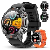 WalkerFit Montre Connectée Homme Outdoor, 1,43'' AMOLED Lisible au Soleil, Étanche 5ATM, Appels Bluetooth, Autonomie 60 Jours, Boussole, 170+ Modes Sport, Smartwatch Android/iOS (Noir)
