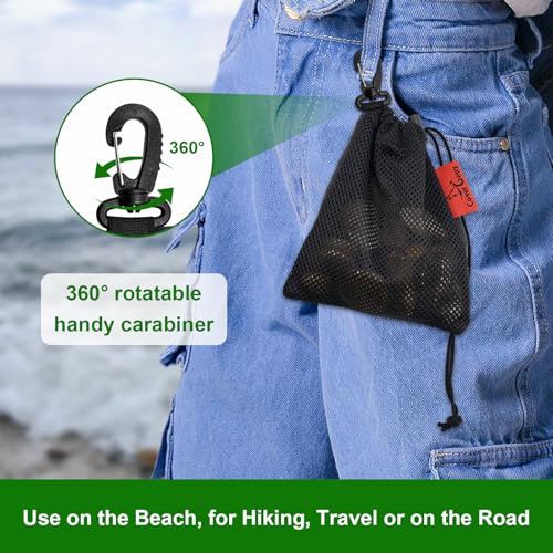 Small Mesh Foraging Bags with Clip, 4 Pack Drawstring & Toggle Closure Foraging Pouch for Rock Collecting, Mushroom Hunting, Beachcombing, Fastening Hook Nylon Harvesting Pouch for Adults Women 6"x8" - image 4