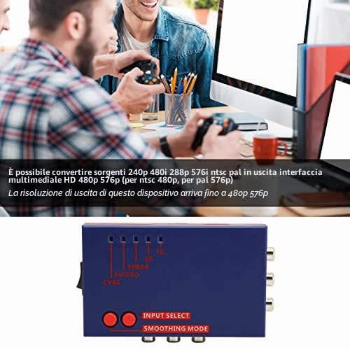 Convertitore per Convertitore Retro Scaler 2x, Multimediale da AV a HD, modalità Filtro e Passaggio, Adattatore per Videogiochi Senza Ritardi, Interfaccia Compatibile per (BLUE)