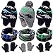 9 Pieces Baby Winter Hat Scarf Mittens Set Including Pompom Dinosaur Beanie Knitted Toddler Gloves Warm Fleece Scarf