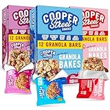 Cooper Street Granola Bakes - Soft Baked Oats, Grain & Seeds Breakfast Granola Bars Variety - Nut & Dairy Free, Low Sodium, Individually Wrapped Healthy Lunchbox Snacks for Kids & Adults - 36 Pack