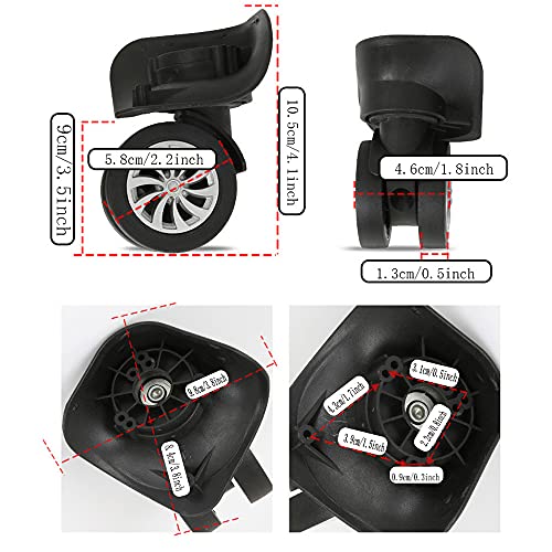 4 stuks vervangende bagagewielen, koffer vervanging zwenkwielen, bagagewielen vervanging, sterk en slijtvast, kan trillingen en lawaai verminderen, geschikt voor de meeste koffers, Trolleys - Image 4