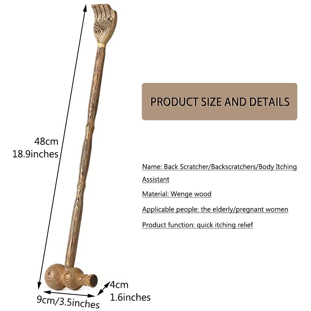 Rückenkratzer, Rückenkratzer for ältere Menschen, Mehrzweck-Rückenkratzer mit langem Griff + Massagehammer, Komfortables Kratzwerkzeug(Gourd)