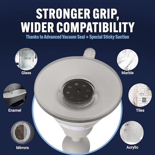 Image of MIRRORVANA Fogless Shower Mirror for Shaving with Upgraded Suction-Cup, 1X Magnifying, 6.3 x 6.3 Inch (Chrome Frame, Grey Suction)