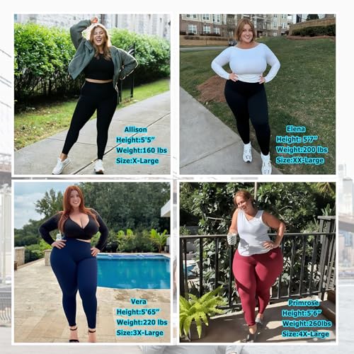 MOREFEEL Plus Size Leggings for Women-Stretchy X-Large-4X Tummy Control High Waist Spandex Workout Black Yoga Pants4