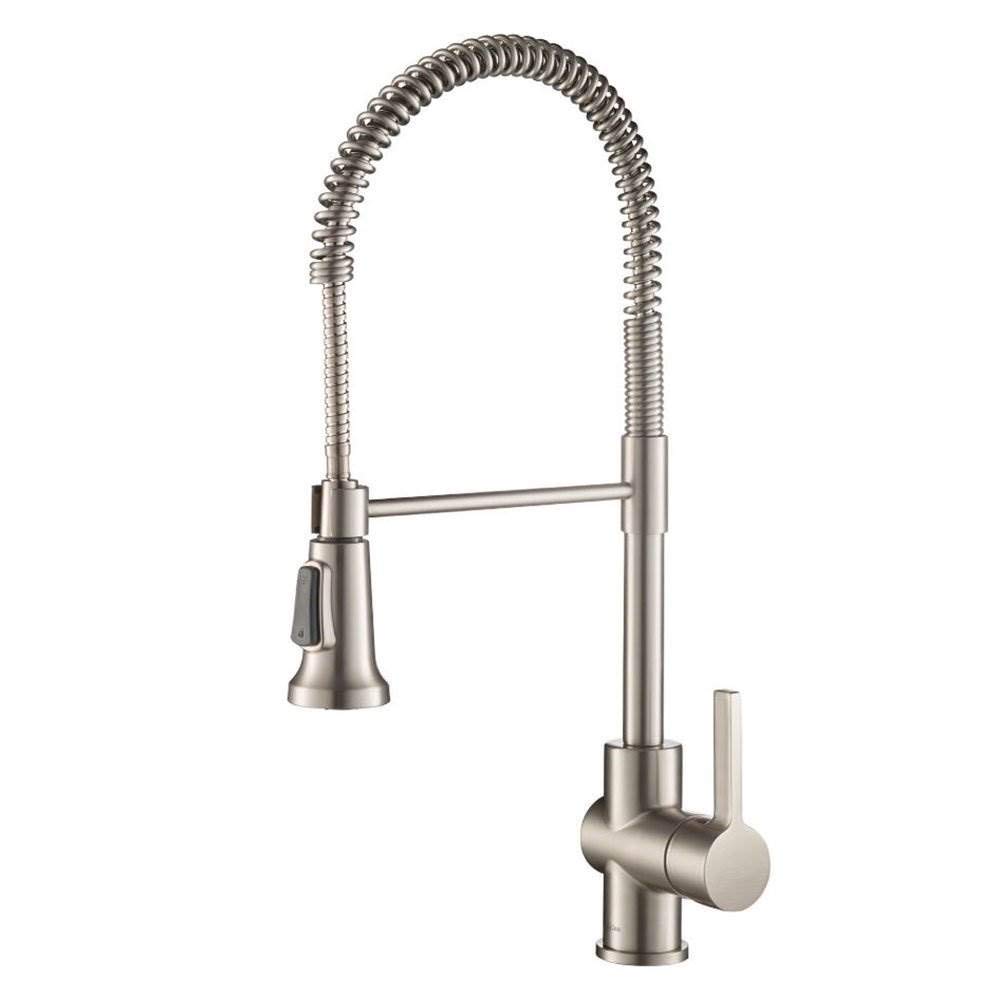 KRAUS Britt Commercial Style Spot Free Stainless Steel Pre-Rinse Kitchen Faucet with Deck Plate, KPF-1690SFS