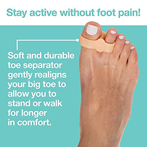 ZenToes Toe Separators with 2 Loops - Pack of 4 Soft Gel Bunion Correctors (Beige)