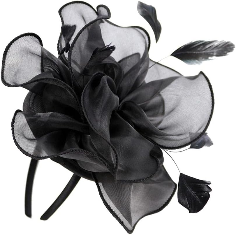 MYADDICTION Lady Flower Fascinator Hat 1920s Gatsby Bridal Cocktail Party Black Women's Accessories Hair Accessories