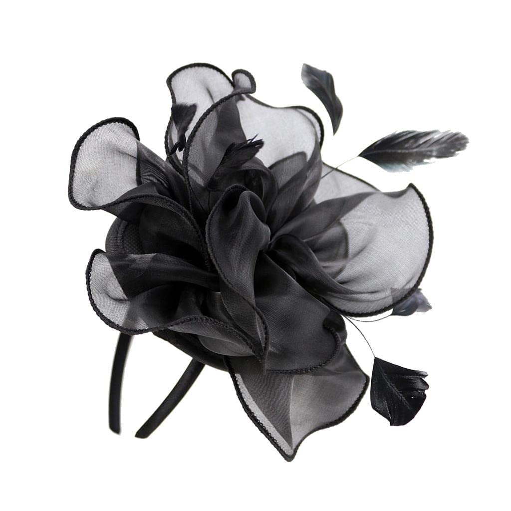 MYADDICTION Lady Flower Fascinator Hat 1920s Gatsby Bridal Cocktail Party Black Women's Accessories Hair Accessories