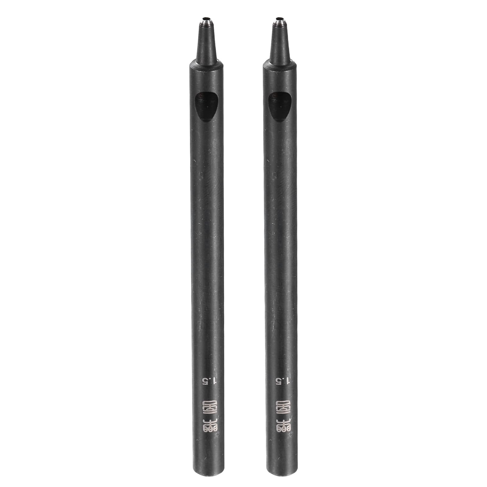 sourcing map 2pcs Leather Round Hole Punch, 1.5mm Hollow Hole Puncher Carbon Steel Circle Hole Punching Cutting Tool for Belt/Leather Craft DIY