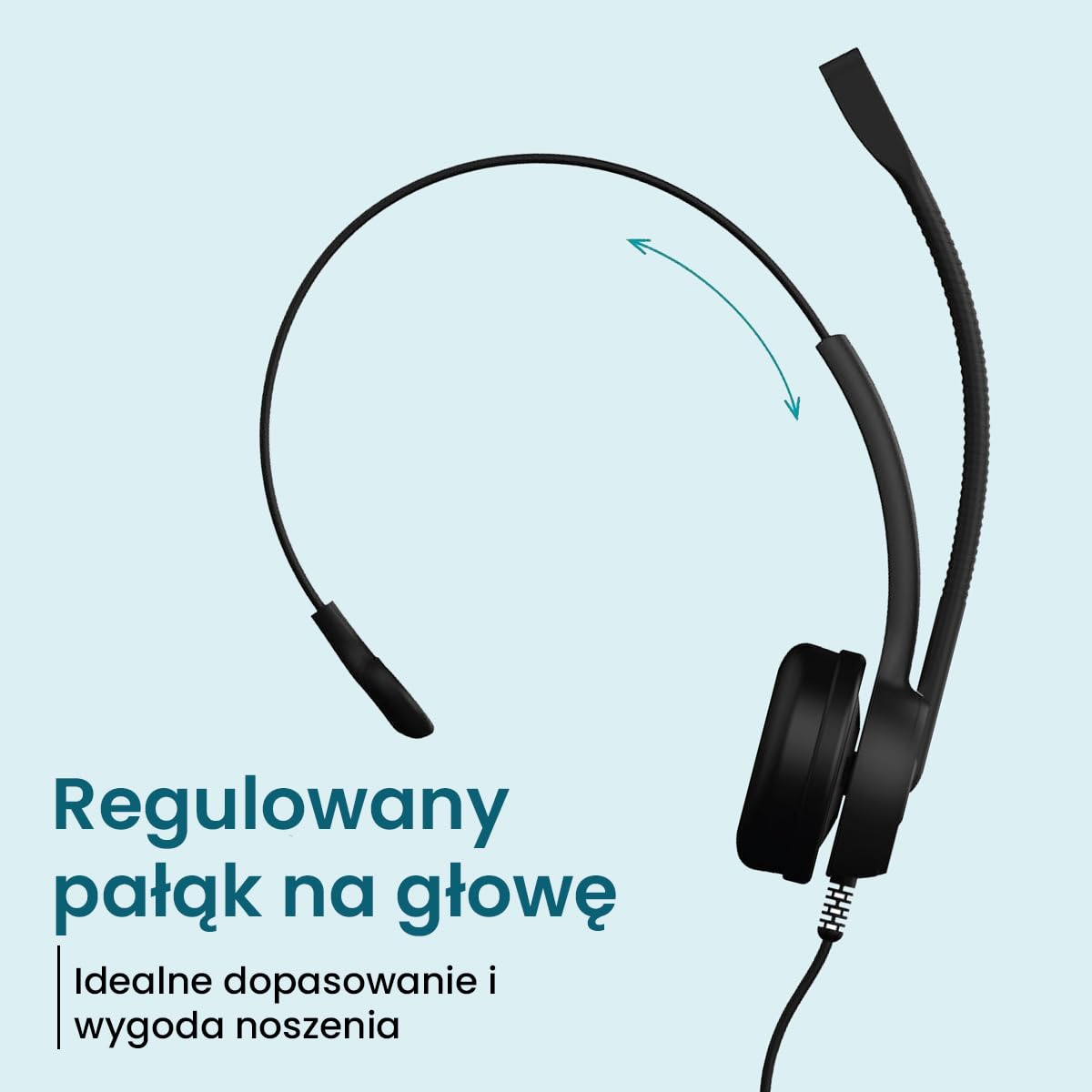 ADOC Słuchawki z mikrofonem HC01, Redukcja szumów, kabel 1.5m, Skórzane klocki, Regulowany Opaska na głowę, Mikrofon Obróć 360 Stopni. Kolor czarny
