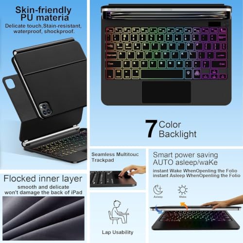 Image of GGQFGTOJ for iPad Pro 13 Inch Case with Keyboard (M5 /M4, 2025 /2024),Magic-Style Magnetic - 7 Colors Backlight -Floating Cantilever Stand - Multi-Touch Trackpad Keyboard Case for iPad Pro 13