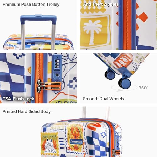 Image of uppercase Holidaze Cabin Printed Trolley Bag with TSA Lock, Anti-Theft Zippers and Double Wheels, Durable Design for Travel, Suitcase for Men & Women
