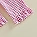 Thorn Tree Girls Summer Outfits Ruffle Sleeve Button Up Dress Tops Plaid Linen Pants Spring Toddler Girl Clothes (Pink A, 18-24 Months)