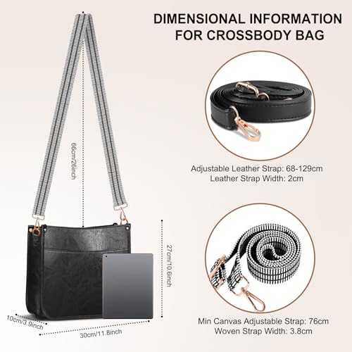 Image of ISEYOU Crossbody Bags for Women, Vegan Leather Crossbody Purse with 2PCS Adjustable Strap, Trendy Handbags Shoulder Bag