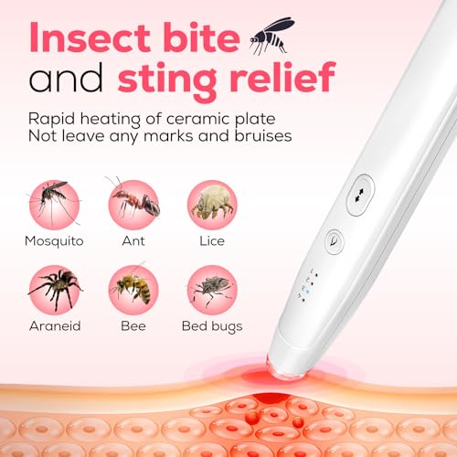 Elektronischer Mückenstift mit 4 Wärmestufen, Kompakter Hitzestift gegen Insektenstiche, Handliches Wärmegerät ohne Chemie, Ideal für unterwegs, Schnelle Anwendung bei Juckreiz und Schwellung