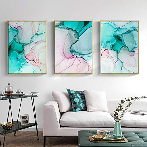 Art moderne vert rose affiche murale toile abstraite 40x60cm