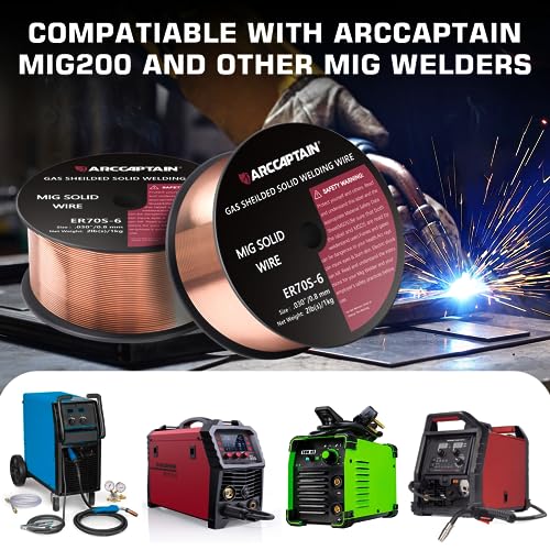Image of ARCCAPTAIN Mig Welding Wire, Mig Wire ER70S-6 2Lbs Gas Solid Carbon Steel Low Splatter Mig Welding Wire Compatible With Lincoln Miller Forney Harbor Welder 1KG (0.030 inch 2Lb) (Pack of 2)