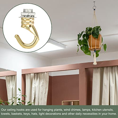 Image of YOKIVE 2 Pcs Alloy M10 Ceiling Hook, Electroplate Pendant Fixtures Hanger | Hanging Chandelier Light, Great for Home (Champagne Gold, 0.91x1.22-Inch)