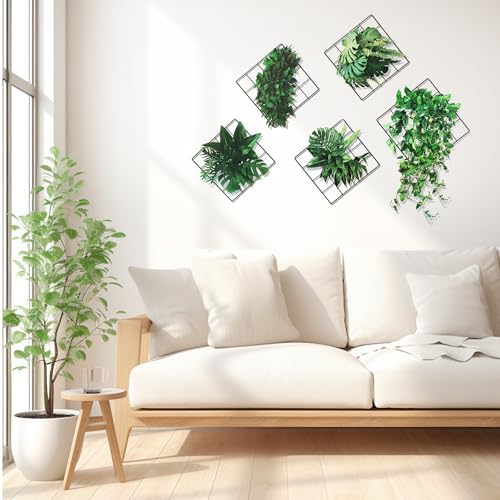 VMUTGA 3D Grünen Pflanzen Wandaufkleber, 5 Design Grüne Wandtattoo, Simulation von Hängepflanzen Wandsticker, Selbstklebende Wanddekoration für Schlafzimmer, Wohnzimmer, Büro, Küche