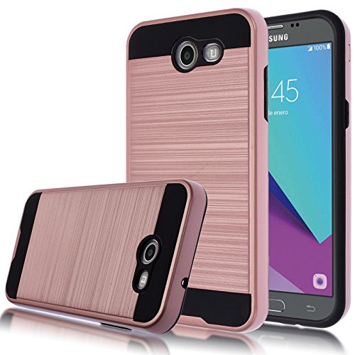 Galaxy J3 Emerge Case, Galaxy J3 Eclipse Case,J3 Prime Kmall [Shockproof] [Impact Protection] Hybrid Dual Layer Armor Defender Protective Case Cover for Samsung Galaxy Amp Prime 2 Rose Gold