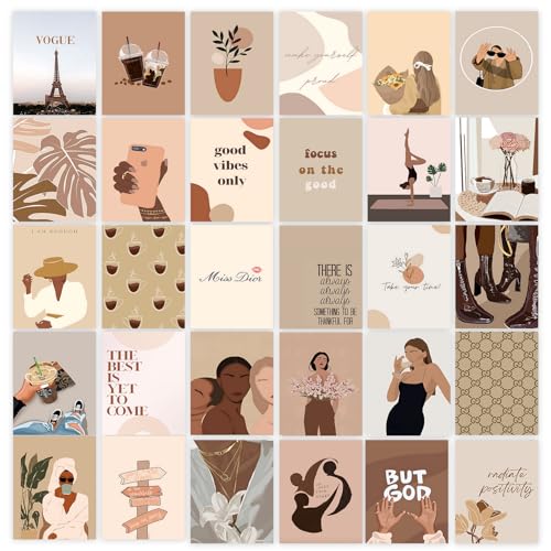 Image of Wallgasm Brown Aesthetic Room Posters - Pack of 30, 10 x 15 cm 300GSM | Room Decor Aesthetic - Poster Set For Room, Wall Art for Bedroom, Gym, Office