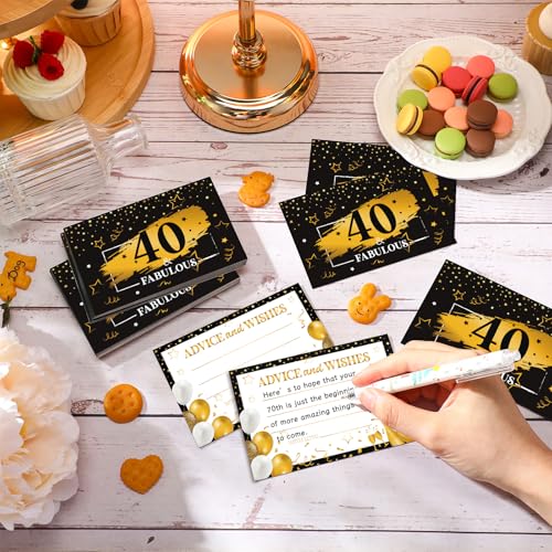Image of Funrous 40th Birthday Party Message Card Box Cheers to 40 Years Black Gold Advice and Wishes Greeting Card Box for Men Birthday Decorations Party Supplies Anniversary Tables Sign Centerpiece Decor