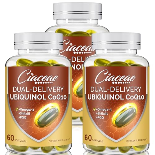 Ubiquinol CoQ10 600 MG Softgels with Omega-3 & Shilajit & PQQ, Advanced Dual-Delivery Coenzyme-Q10, Active CoQ10 Ubiquinol Supplement for Fertility, Antioxidant, Heart, Brain & Energy, 180 Servings
