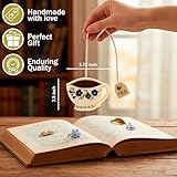 Embroidered Teacup Bookmark with Floral Design – Cute Tea Cup Bookmark for Book Lovers, Readers & Teachers – Unique Gift for Women, Tea Lovers & Bookworms