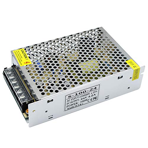 inShareplus 24V 4.2A 100W LED Power Supply, AC 100-240V to DC 24 Volt Regulated Switching Converter, Low Voltage Transformer for Strip Lights, Lighting Modules and 24V Devices