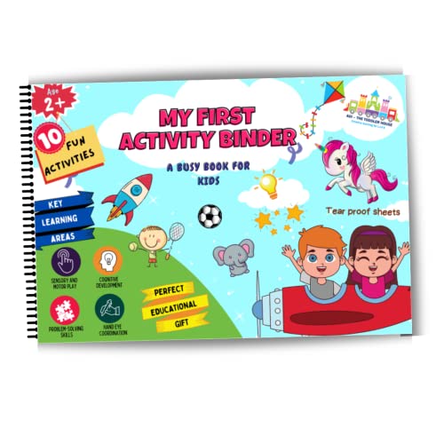 Toddler House - My First Activity Binder - Montessori Busy Books, 10 activities in hard laminated sheets with Hook and...