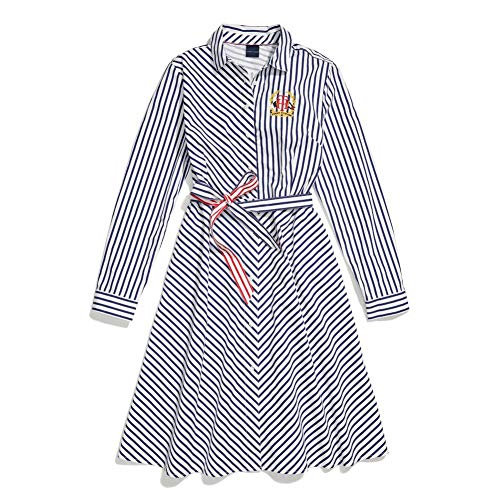 Tommy Hilfiger Women's Adaptive Shirt Dress with Magnetic Buttons, Bright White-PT/Blue Depths-PT, XS