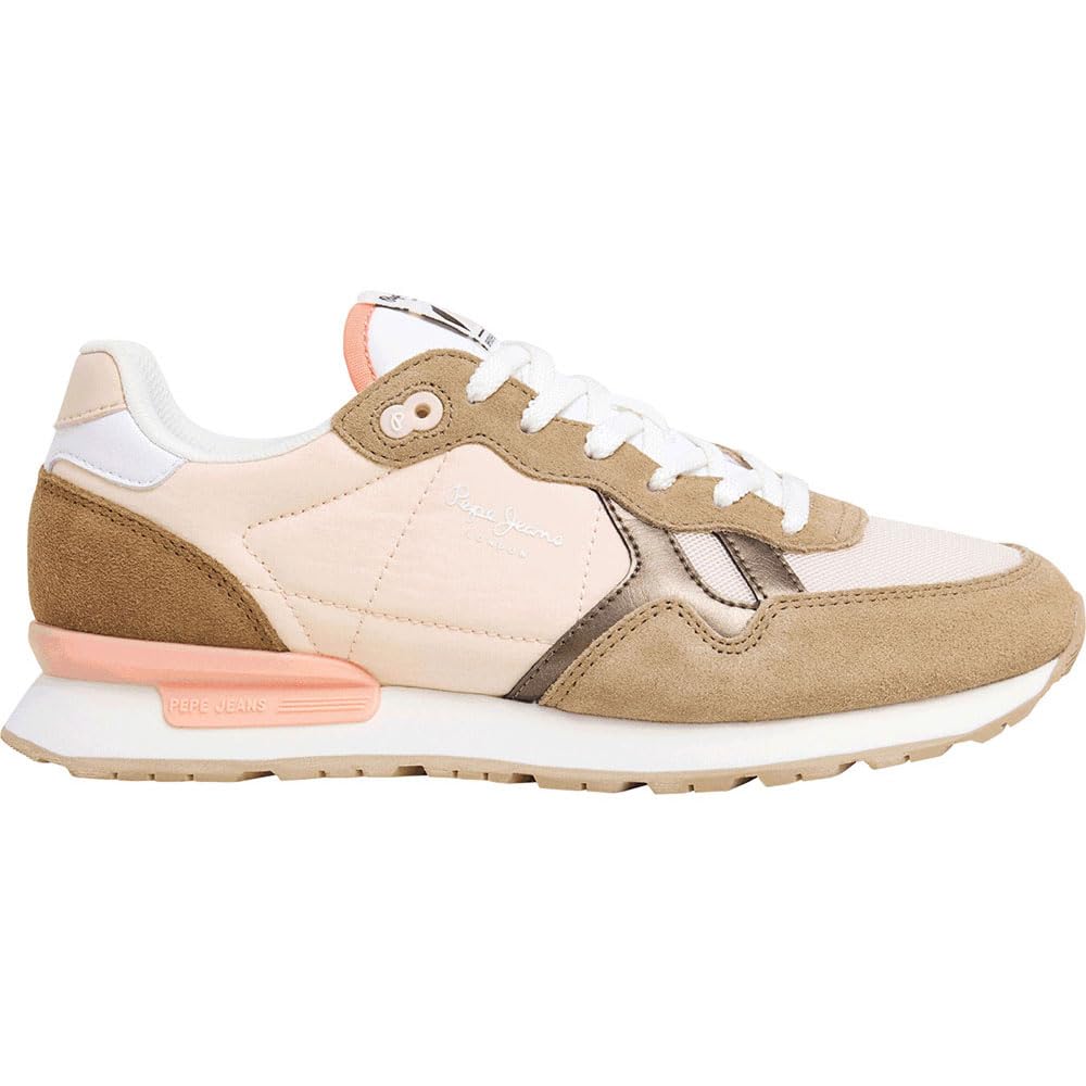 Pepe Jeans Women's BRIT Camp W Sneak, Brown Camel Beige, 3 UK