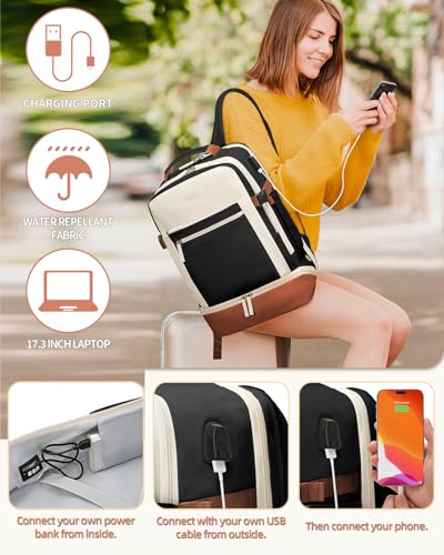 ZOMFELT Travel Backpack for Women, Carry on Backpack with Shoes Compartment, Flight Approved Personal Item Bag with 17.3inch Laptop Pocket, Large Casual School Daypack for College, Hiking, Overnight4