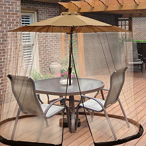 Sparkle Race Patio Umbrella Mosquito Net, Patio Mosquito Netting For Cantilever Umbrella, Brown Mosquito Netting Offset Umbrella Outdoor Patio Screen For 9-11’ Deck Table Umbrellas Outside Canopy Tent #TOP3