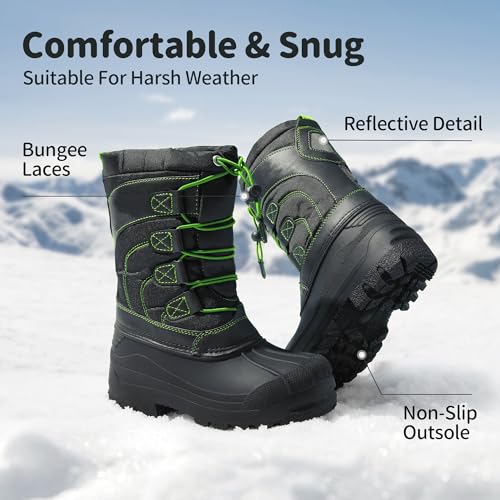 DREAM PAIRS Boys Girls Snow Boots Waterproof Outdoor Warm Cozy Anti-Slip Mid Calf Faux Fur Lining Winter Shoes for Little/Big Kids4