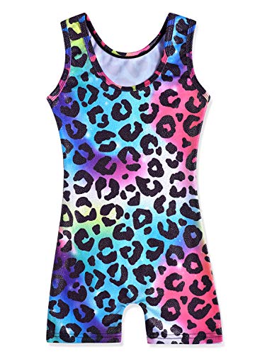 Image of HOZIY Gymnastics Leotards for Girls with Shorts Toddlers Biketards Rainbow Unicorn Dinosaur Mermaid Leopard Flower Galaxy