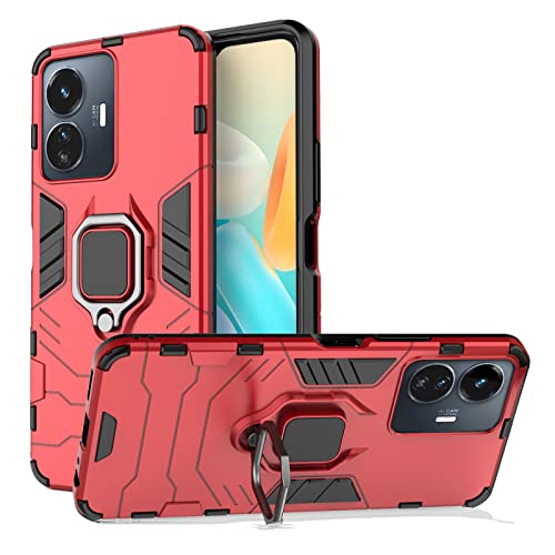 DESSEN Funda para OPPO A77 5G con Soporte de Anillo Giratorio de 360 ​​Grados, Carcasa de Silicona Ultrafina TPU/PC Suave a Prueba de Golpes Case. Rojo