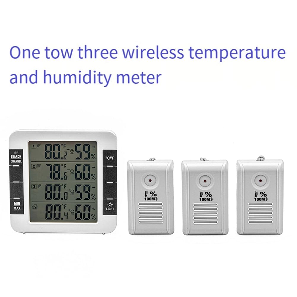 Igrometro 100M Termometro Digitale Wireless per Interni Ed Esterni con Stazione Meteorologica Igrometrica Un 3 Sensori per Casa e Ufficio